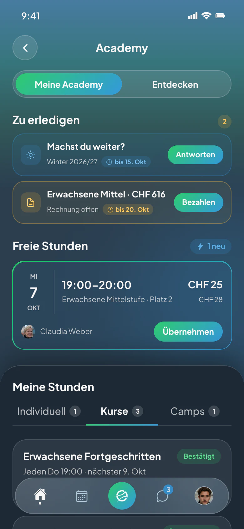 CourtWize-App: Academy mit Kursen und Lektionen