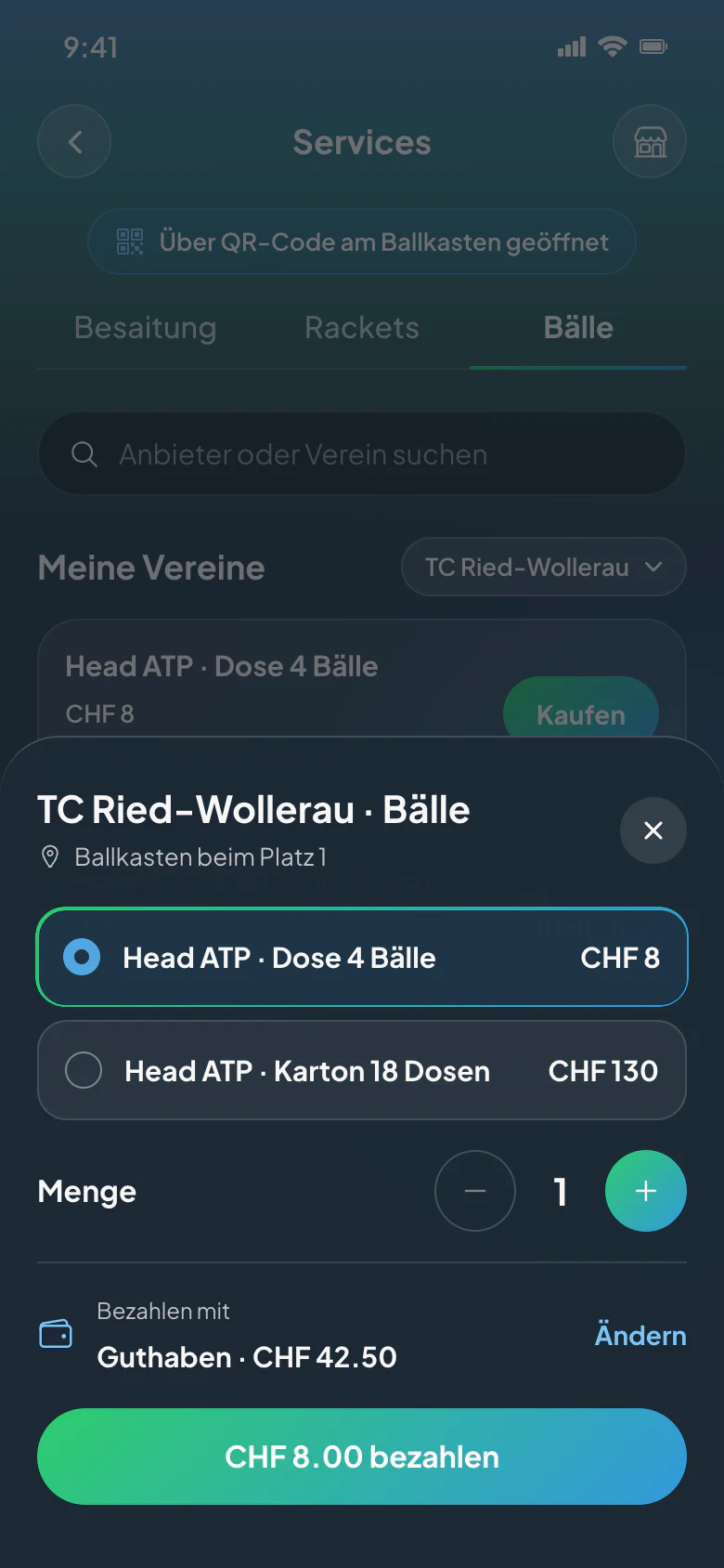 CourtWize-App: QR-Code für die Ballmaschine