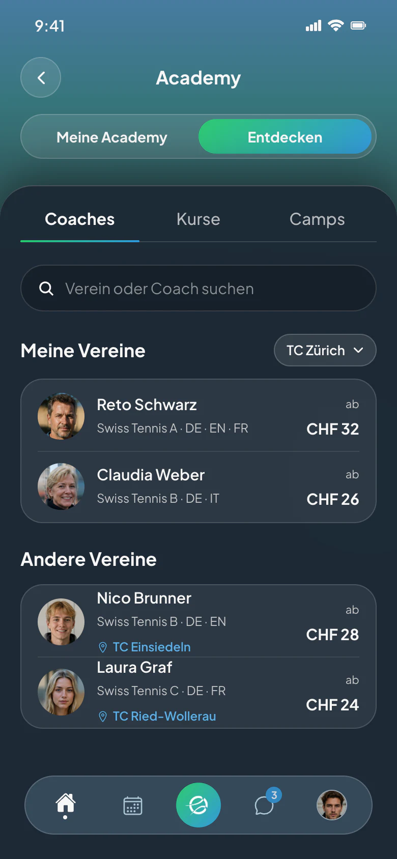 CourtWize-App: Academy – Coaches, Kurse und Camps entdecken