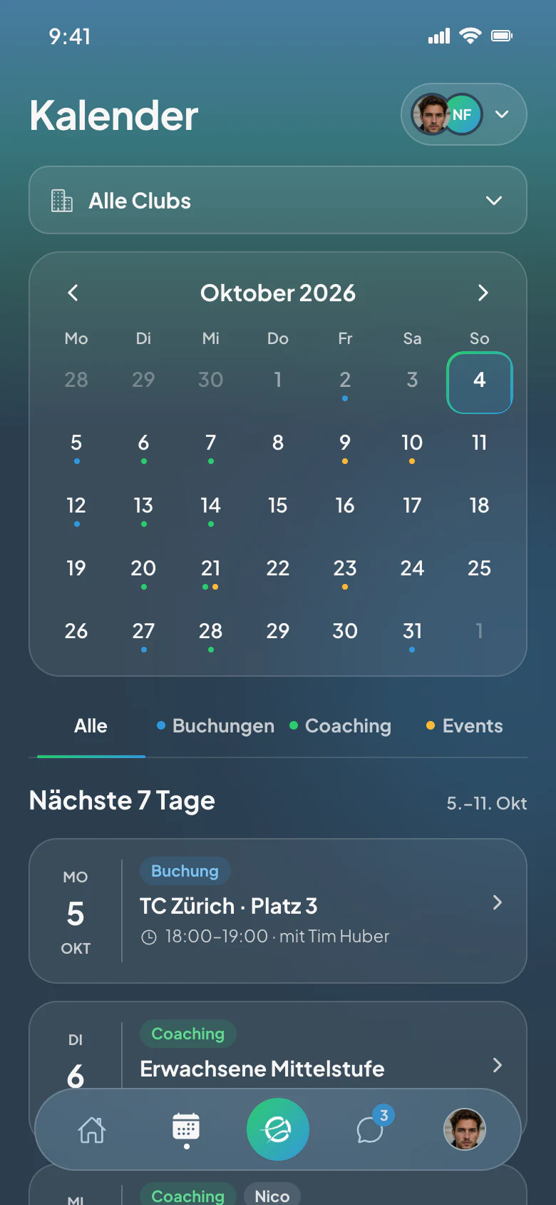 CourtWize-App: Kalender