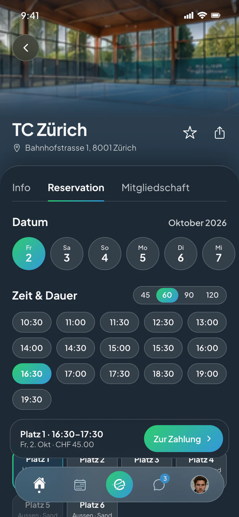 CourtWize-App: Platz reservieren im TC Zürich