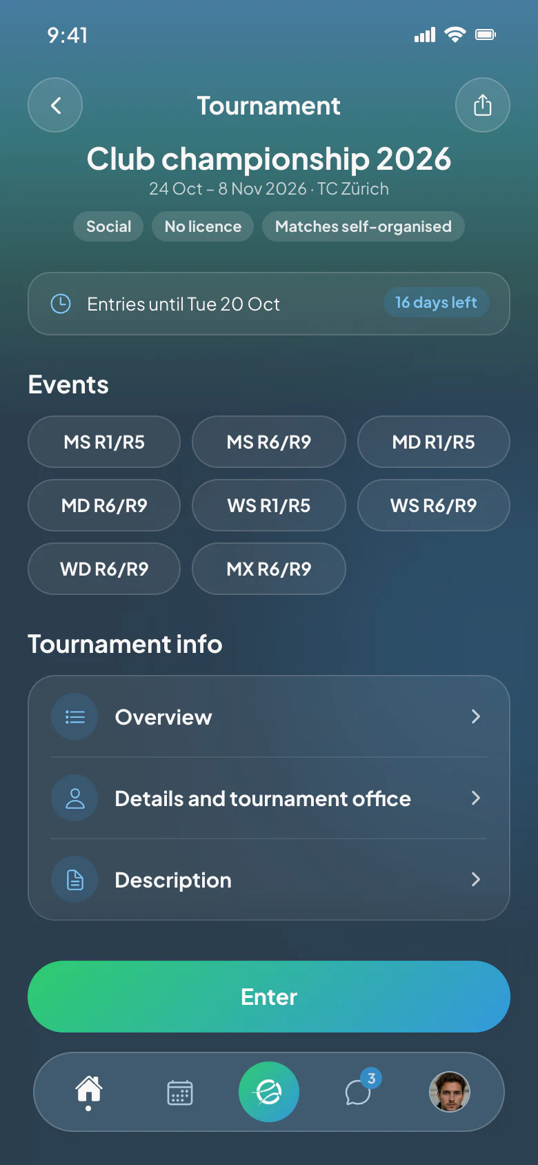 CourtWize app: Tournament
