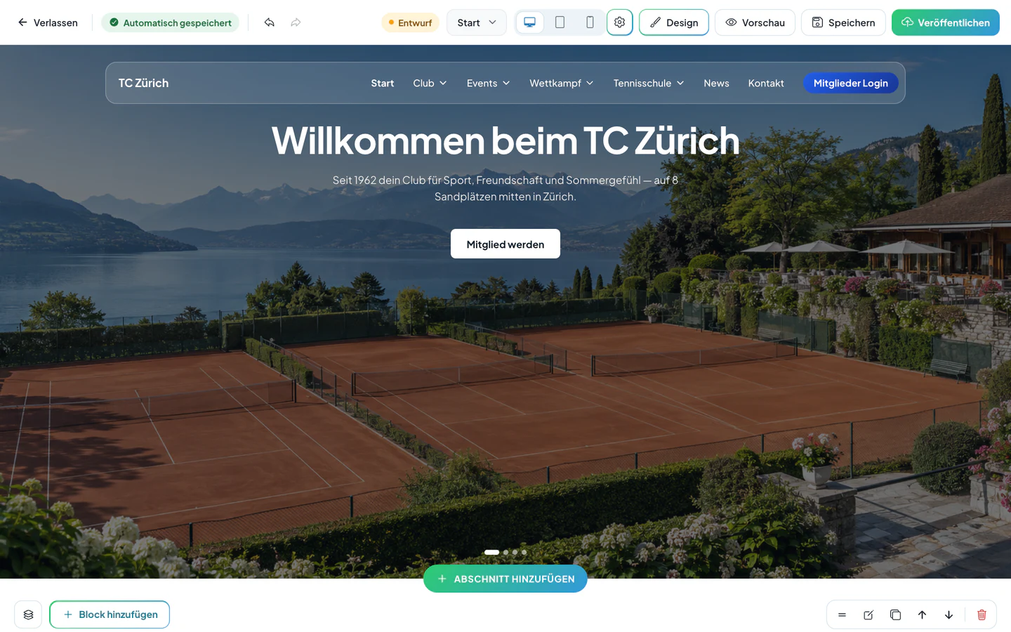 Club Manager: Website-Editor
